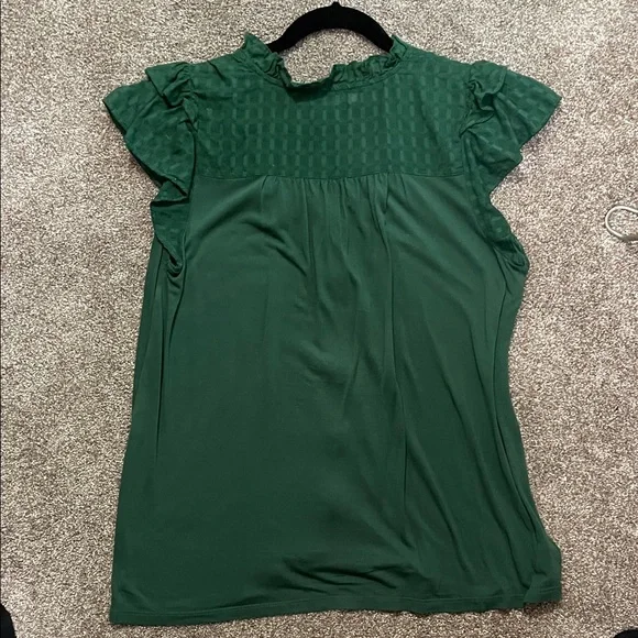 LOFT Emerald Ruffle Button-Up Blouse - Picture 5 of 7